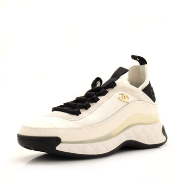 Chanel Women's CC Cap Toe Logo Sneakers Leather and Mixed Fibers