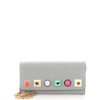 Fendi Continental Wallet on Chain Studded Leather