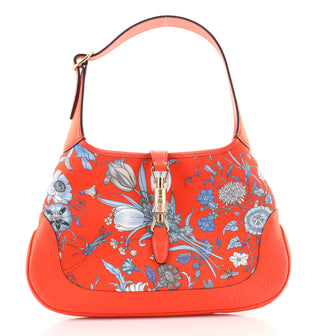 Gucci Jackie Hobo Flora Canvas with Leather Medium