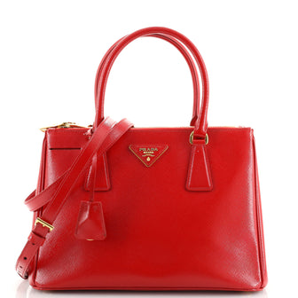 Prada Double Zip Lux Tote Vernice Saffiano Leather Small