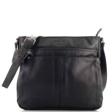 Prada Double Pocket Zip Messenger Soft Calfskin Large