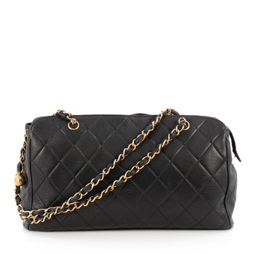 Chanel Vintage Zip Chain Shoulder Bag Quilted Lambskin Large Black 1806207
