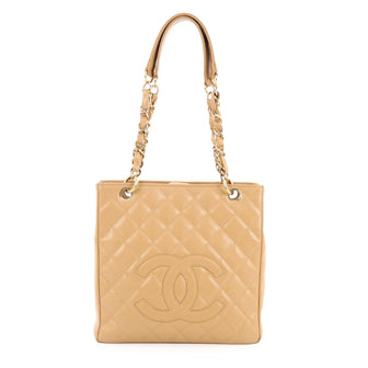 Chanel Petite Shopping Tote Quilted Caviar brown