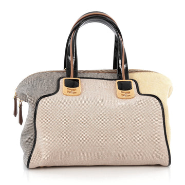 Fendi Chameleon Convertible Satchel Canvas Medium Neutral 1806310