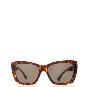 Chanel Oversized Sunglasses Ruched Leather and Tortoise Acetate