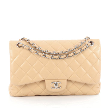 Chanel Classic Double Flap Bag Quilted Lambskin Jumbo Neutral