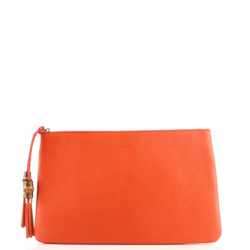 Gucci Bamboo Zip Pouch (Outlet) Leather Large