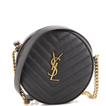 Saint Laurent Vinyle Round Camera Bag Matelasse Chevron Leather