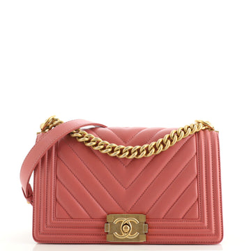 Chanel Boy Flap Bag Chevron Calfskin Old Medium