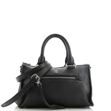 Prada Front Zip Convertible Satchel Vitello Phenix Small