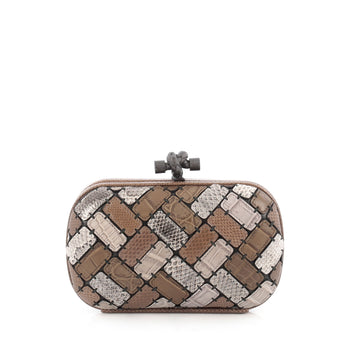 Bottega Veneta Box Knot Clutch Patchwork Exotics Small Brown 1807701
