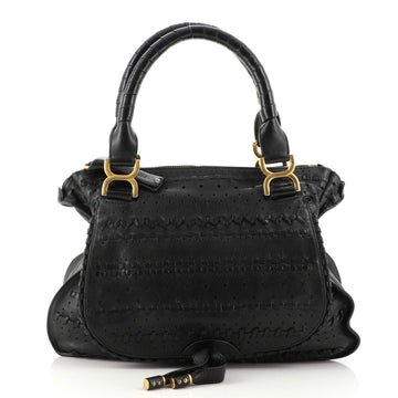 Chloe Marcie Shoulder Bag Whipstitch Perforated Leather Medium