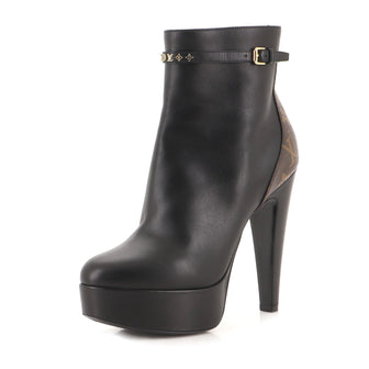 Louis Vuitton Women's Afterglow Platform Ankle Boots Leather with Monogram Canvas