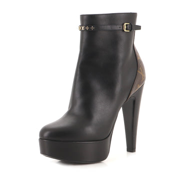 Louis Vuitton Women's Afterglow Platform Ankle Boots Leather with Monogram Canvas