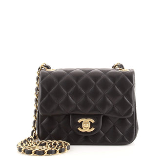 Chanel Square Classic Single Flap Bag Quilted Lambskin Mini