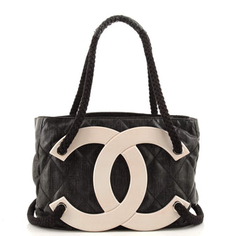 Chanel CC Beach Tote Quilted Coated Canvas Large