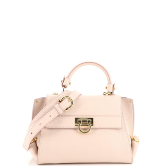 Salvatore Ferragamo Sofia Satchel Pebbled Leather Small