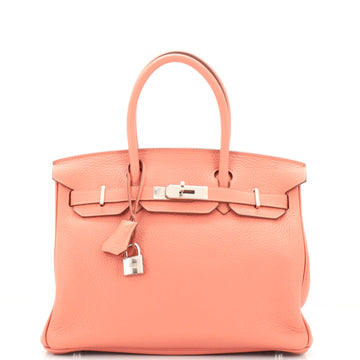 Hermes Birkin Handbag Pink Clemence with Palladium Hardware 30