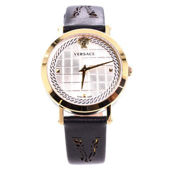 Versace Medusa Chain Quartz Watch Stainless Steel and Leather 37