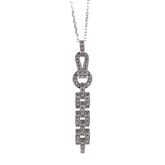 Cartier Agrafe Drop Pendant Necklace 18K White Gold and Diamonds