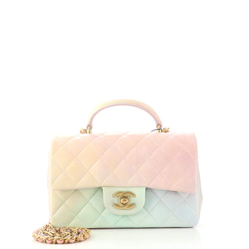 Chanel Classic Single Flap Top Handle Bag Quilted Ombre Lambskin Mini