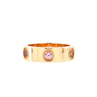 Cartier Love Band 6 Stone Ring 18K Rose Gold with Sapphires, Garnets and Amethyst