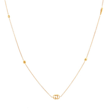 Gucci GG Running Double Station Pendant Necklace 18K Yellow Gold