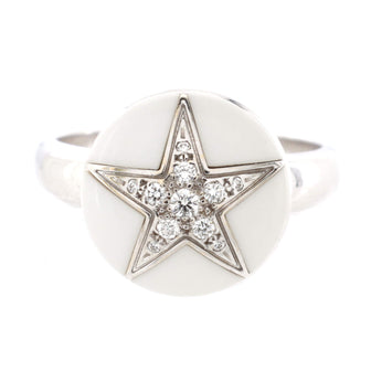 Chanel Comete Dome Ring 18K White Gold with Ceramic and Diamonds