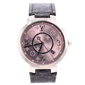 Louis Vuitton Tambour Quartz Watch Stainless Steel And Monogram