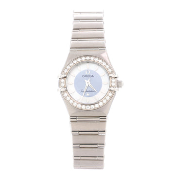 Omega Constellation Quartz Watch Stainless Steel with Diamond Bezel and Mother of Pearl 23