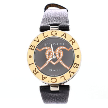 Bvlgari B.Zero1 Quartz Watch Stainless Steel and Rose Gold with Diamond Dial and Leather 35