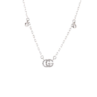 Gucci GG Running Pendant Necklace 18K White Gold with Diamonds