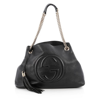 Gucci Soho Shoulder Bag Chain Strap Leather Medium Black