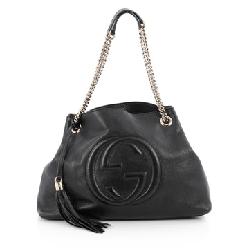 Gucci Soho Shoulder Bag Chain Strap Leather Medium Black