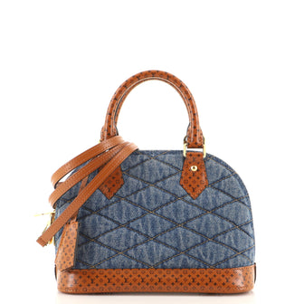 Louis Vuitton Alma Handbag Malletage Denim with Monogram Leather BB