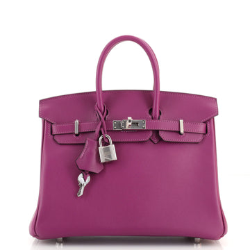 Hermes Birkin Handbag Purple Swift with Palladium Hardware 25