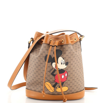 Gucci Disney Mickey Mouse Bucket Bag Printed Mini GG Coated Canvas