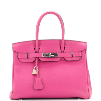 Hermes Birkin Handbag Pink Togo with Palladium Hardware 30