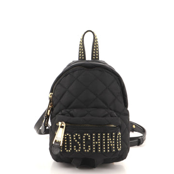 Moschino Logo Backpack Studded Quilted Nylon Mini