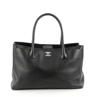 Chanel Cerf Executive Tote Leather Medium Black 1808501