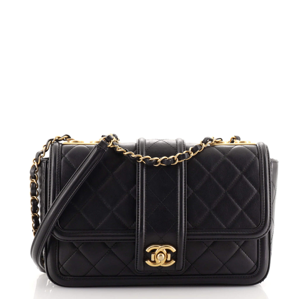 Chanel Elegant CC Flap Bag Quilted Lambskin Medium Black 180860113