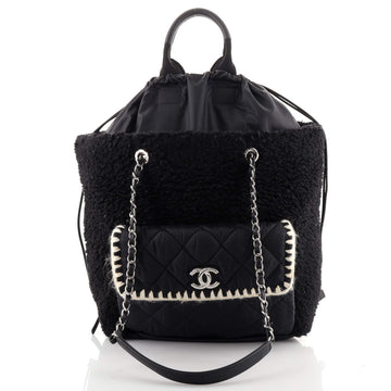 Chanel Coco Neige Shopping Tote Shearling with Quilted Nylon and Calfskin Large