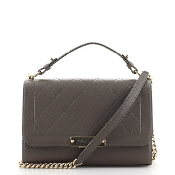 Chanel Label Click Flap Bag Quilted Calfskin Medium