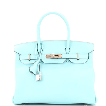 Hermes Birkin Handbag Blue Epsom with Palladium Hardware 30