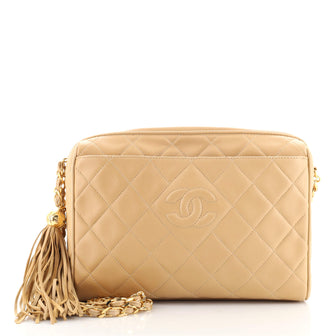 Chanel Vintage Diamond CC Camera Bag Quilted Leather Medium
