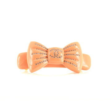 Chanel Bow Hair Barrette Metal with Resin and Crystals