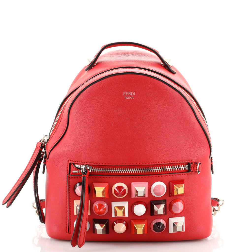 fendi studded mini backpack Fendi By The Way Backpack Studded Leather Mini Red 18086093