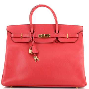 Hermes Birkin Handbag Red Courchevel with Gold Hardware 40