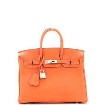 Hermes Birkin Handbag Orange Togo with Palladium Hardware 25