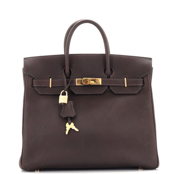 Hermes HAC Birkin Bag Brown Fjord with Gold Hardware 32